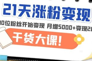 21天精准涨粉变现干货大课：从10位粉丝开始变现 月增5000+