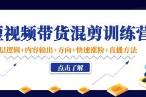 短视频带货混剪训练营：底层逻辑+内容输出+方向+快速涨粉+直播方法！