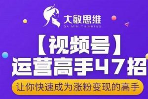 大敏思维-视频号运营高手47招，让你快速成为涨粉变现高手