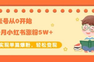 新账号从0开始3个月小红书涨粉5W+实现单篇爆粉，轻松变现（干货）