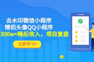 去水印微信小程序+情侣头像QQ小程序，项目复盘