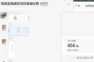 淘宝蓝海虚拟项目陪跑训练营5.0：单天478纯利润（无水印）