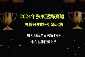 2024年独家蓝海赛道男粉+创业粉引流玩法，成人用品单日卖货4W+保姆教程