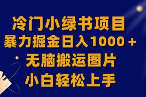 【全网首发】冷门小绿书暴力掘金日入1000＋，无脑搬运图片小白轻松上手