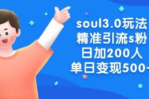 soul3.0玩法精准引流s粉，日加200人单日变现500+