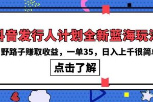 抖音发行人计划全新蓝海玩法，野路子赚取收益，一单35，日入上千很简单!