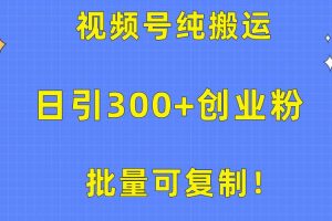 批量可复制！视频号纯搬运日引300+创业粉教程！