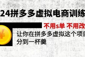 2024拼多多虚拟电商训练营 不s单 不改销量  做虚拟项目分一杯羹(更新10节)