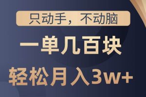 只动手不动脑，一单几百块，轻松月入3w+，看完就能直接操作，详细教程