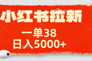 小红书拉新项目，一单38元！日入5000+【揭秘】