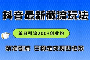 2024年抖音评论区最新截流玩法，日引200+创业粉，日稳定变现四位数实操…