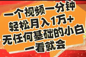 最新2024蓝海赛道，一个视频一分钟，轻松月入1万+，无任何基础的小白一看就会