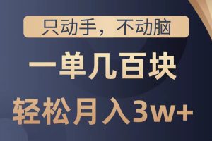 只动手不动脑，一单几百块，轻松月入2w+，看完就能直接操作，详细教程