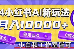 2024最新小红薯AI赛道，蓝海项目，月入10000+，0成本，当事业来做，可矩阵