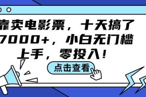 靠卖电影票，十天搞了7000+，小白无门槛上手，零投入！