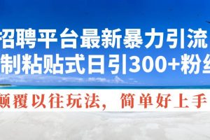 招聘平台最新暴力引流，复制粘贴式日引300+粉丝，颠覆以往垃圾玩法，简…