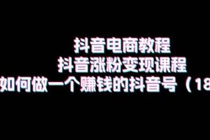 抖音电商教程：抖音涨粉变现课程：如何做一个赚钱的抖音号（18节）