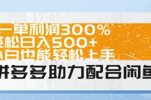 拼多多助力配合闲鱼 一单利润300% 轻松日入500+ 小白也能轻松上手！