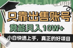 一个不起眼却很暴力的项目，只靠出售账号，竟能月入10W+