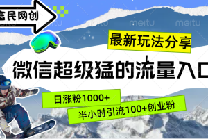 最新玩法分享！微信最猛的流量入口，半小时引流100+创业粉！！