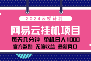 2024网易云云挂g项目！日入1000无脑收益！