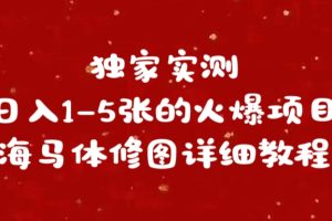 独家实测日入1-5张海马体修图    详细教程