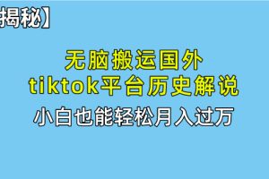 【全新玩法揭秘】无脑搬运国外tiktok历史解说，月入过万绝不是梦