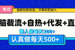 悟空、夸克拉新，无脑截流+自热+代发+直播，日入500+