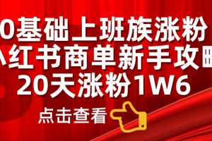 小红书商单新手攻略，20天涨粉1.6w，0基础上班族涨粉