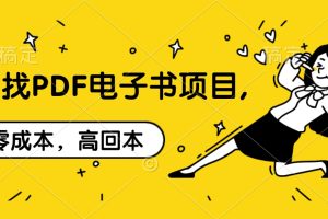 代找PDF电子书项目,零成本，高回本