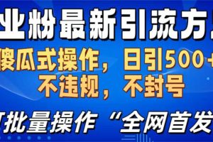 创业粉最新引流方法，日引500+ 傻瓜式操作，不封号，不违规，可批量操作（全网首发）