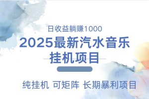 2025最新汽水音乐人挂机项目。单账号月入5000，纯挂机，可矩阵。