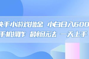 快手小游戏撸金，有手就行，0资金0门槛，小白日入500+