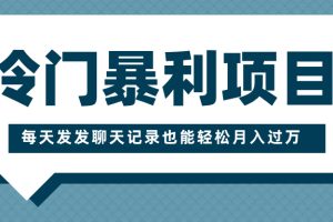 冷门暴利项目，一部手机即可操作，每天发发聊天记录也能轻松月入过万